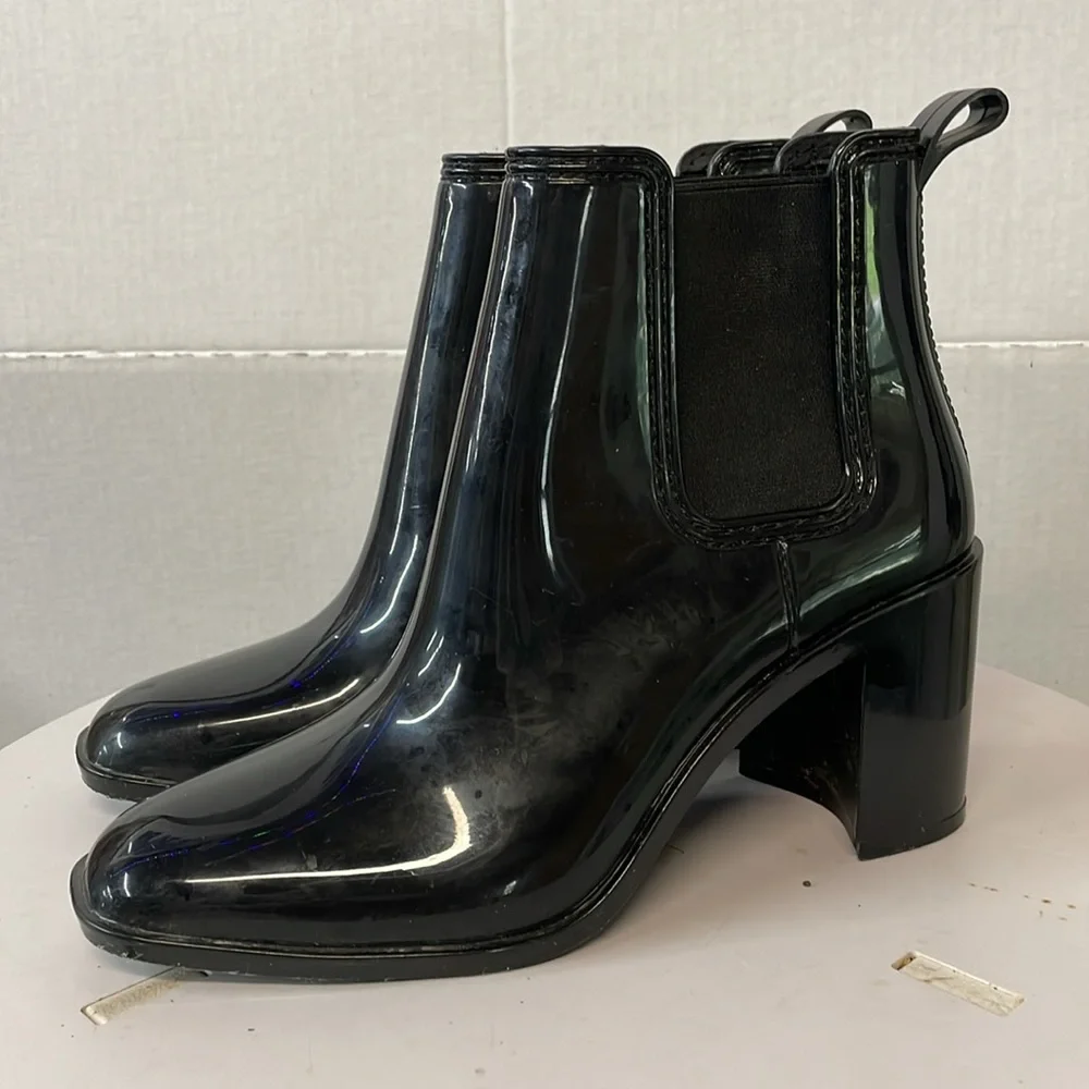 Jeffrey Campbell Womens Sz 9 Stormy Chelsea rain boots‎ Black Pull On
